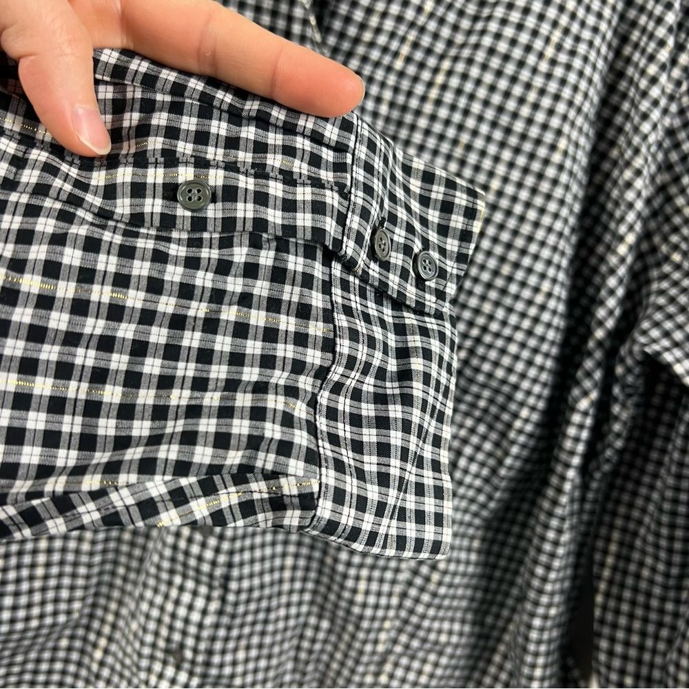 Talbots wrinkle resistant metallic thread gingham… - image 5